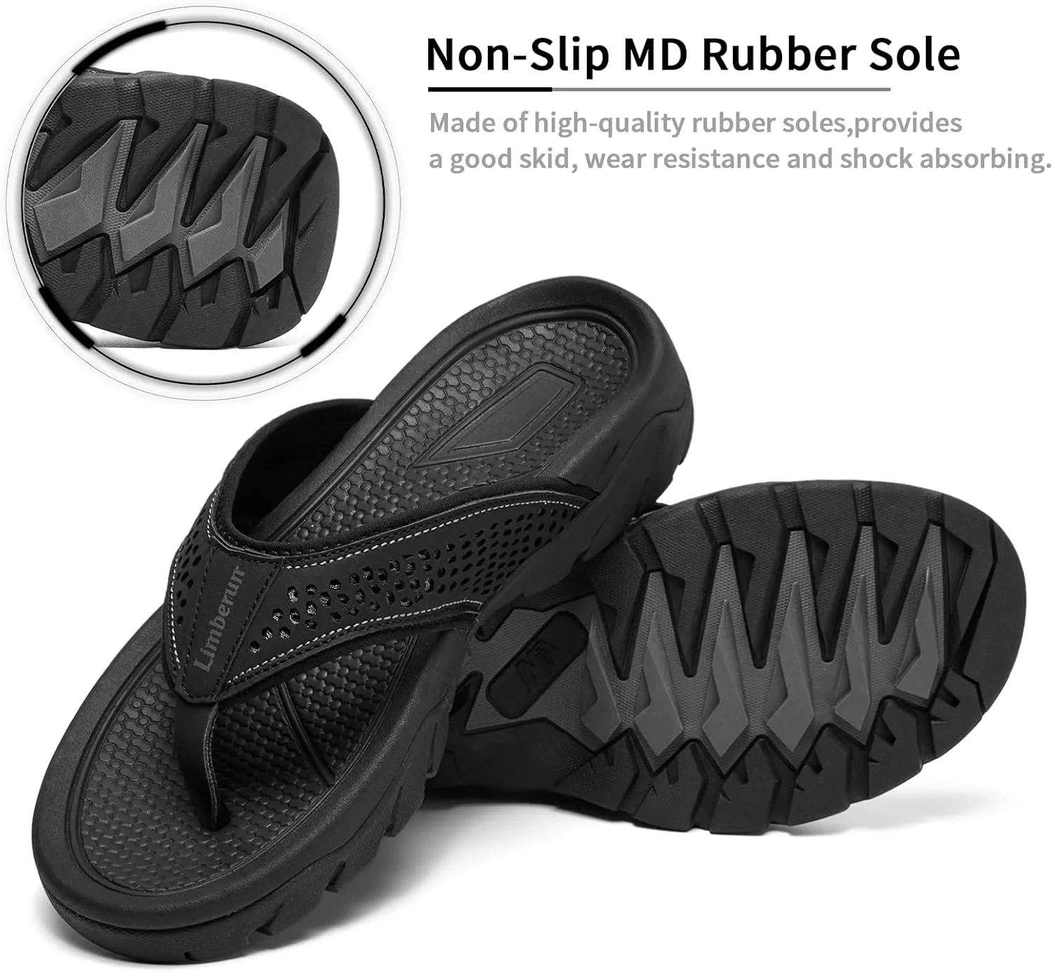 Limberun Mens Flip Flops Arch Support Comfort Orthotic Thong Sandals Open Toe Athletic Straps Orthotic Hiking Sport Outdoor Summer Beach Shoes