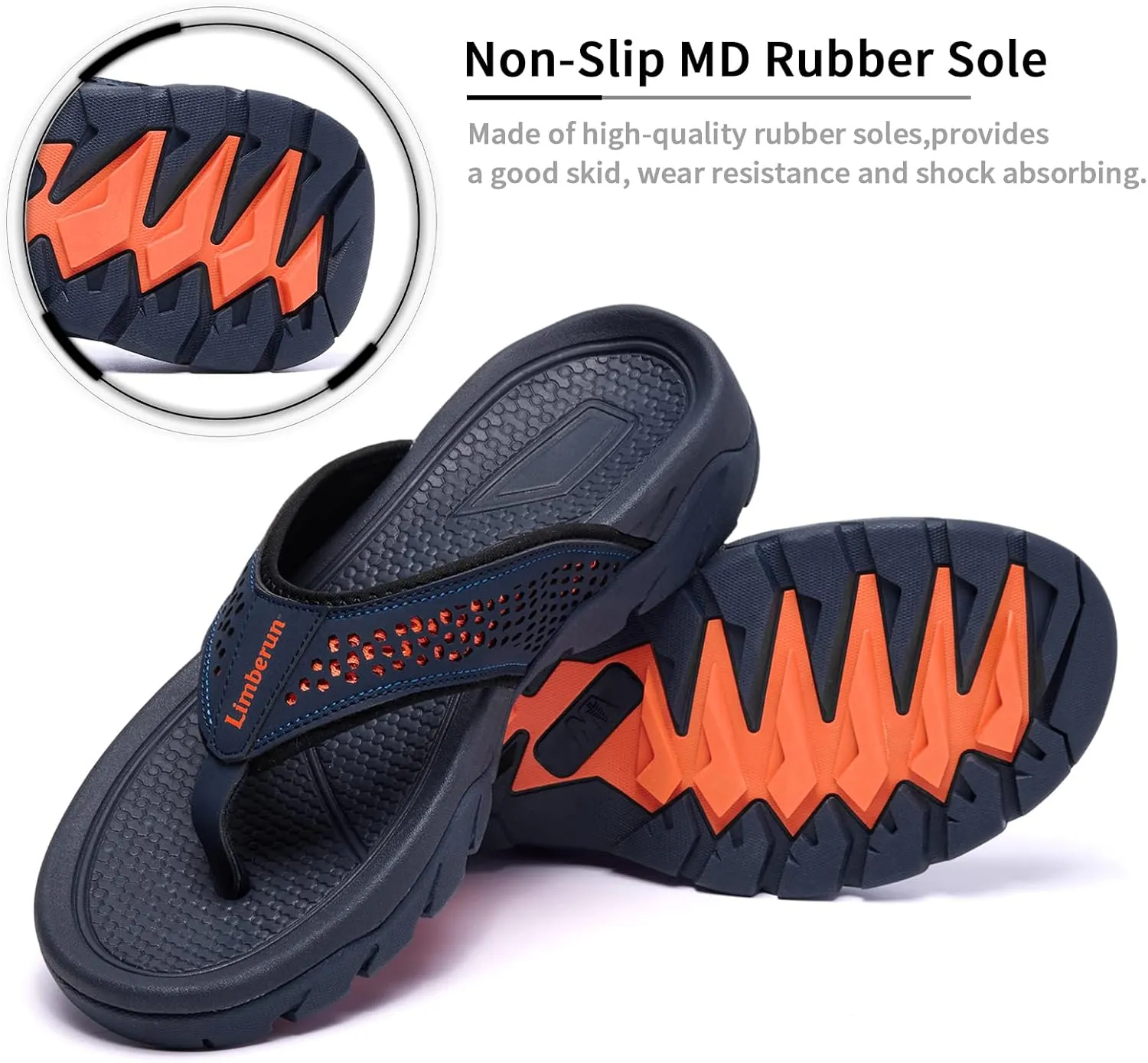 Limberun Mens Flip Flops Arch Support Comfort Orthotic Thong Sandals Open Toe Athletic Straps Orthotic Hiking Sport Outdoor Summer Beach Shoes
