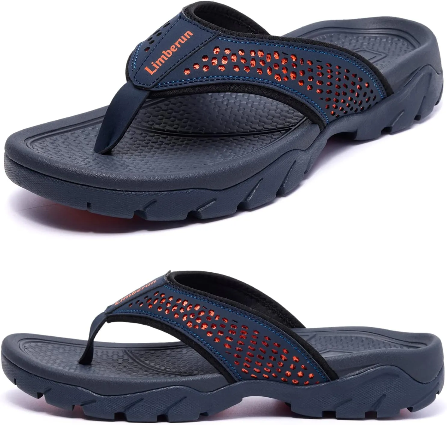Limberun Mens Flip Flops Arch Support Comfort Orthotic Thong Sandals Open Toe Athletic Straps Orthotic Hiking Sport Outdoor Summer Beach Shoes