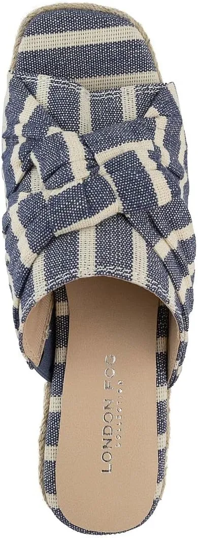 LONDON FOG Womens Heidi Espadrille Wedge Sandals with Knotty Bow Detail