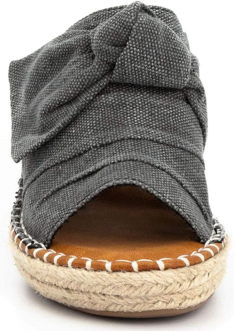 LONDON FOG Womens Heidi Espadrille Wedge Sandals with Knotty Bow Detail