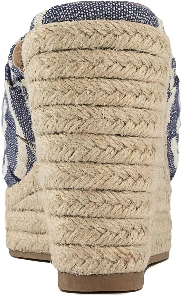 LONDON FOG Womens Heidi Espadrille Wedge Sandals with Knotty Bow Detail