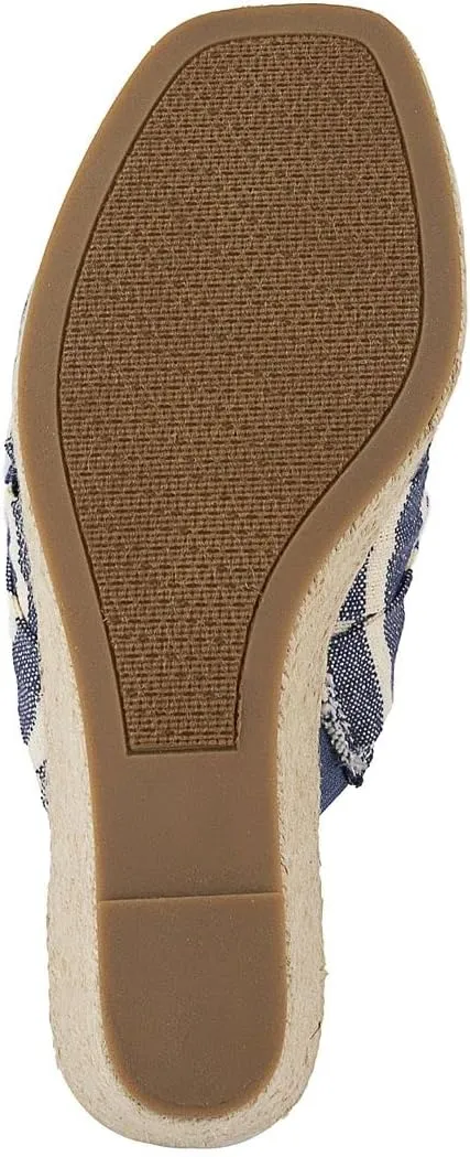 LONDON FOG Womens Heidi Espadrille Wedge Sandals with Knotty Bow Detail