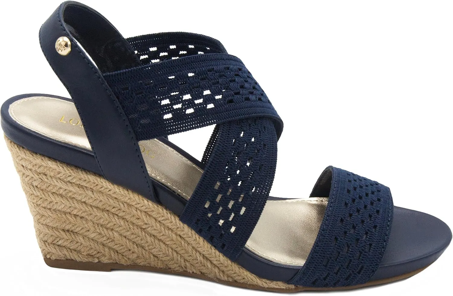 LONDON FOG Womens Pickwick Open Toe Espadrille Stretch Wedge Sandals