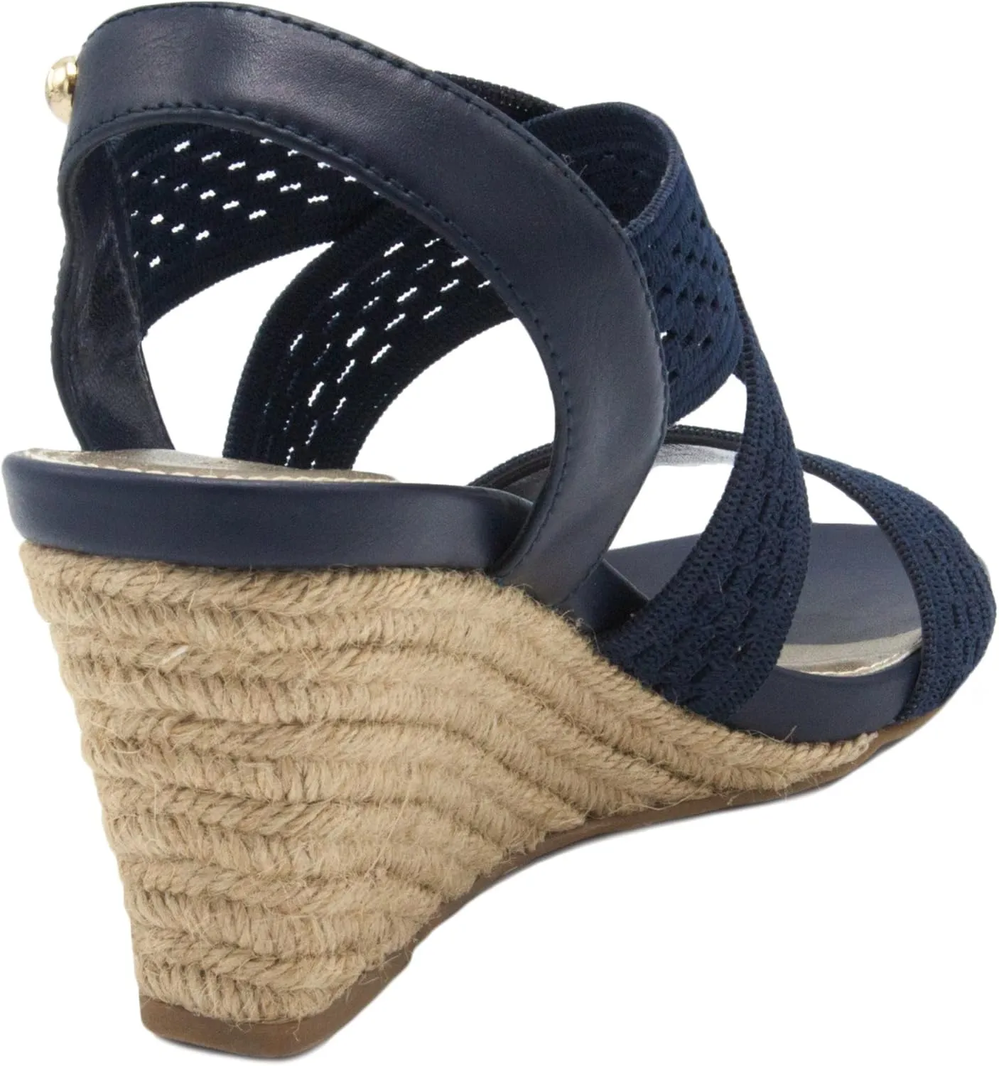 LONDON FOG Womens Pickwick Open Toe Espadrille Stretch Wedge Sandals