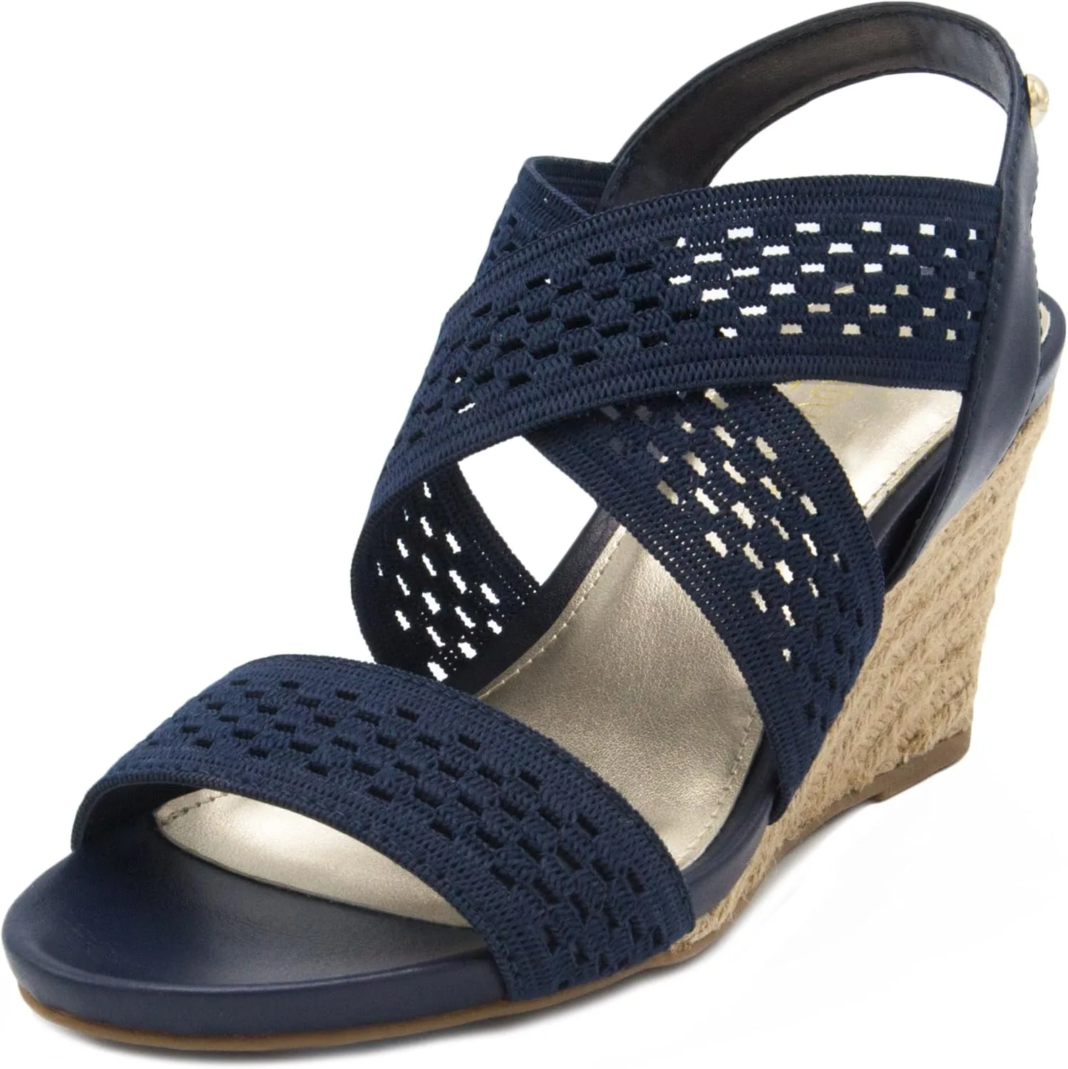 LONDON FOG Womens Pickwick Open Toe Espadrille Stretch Wedge Sandals