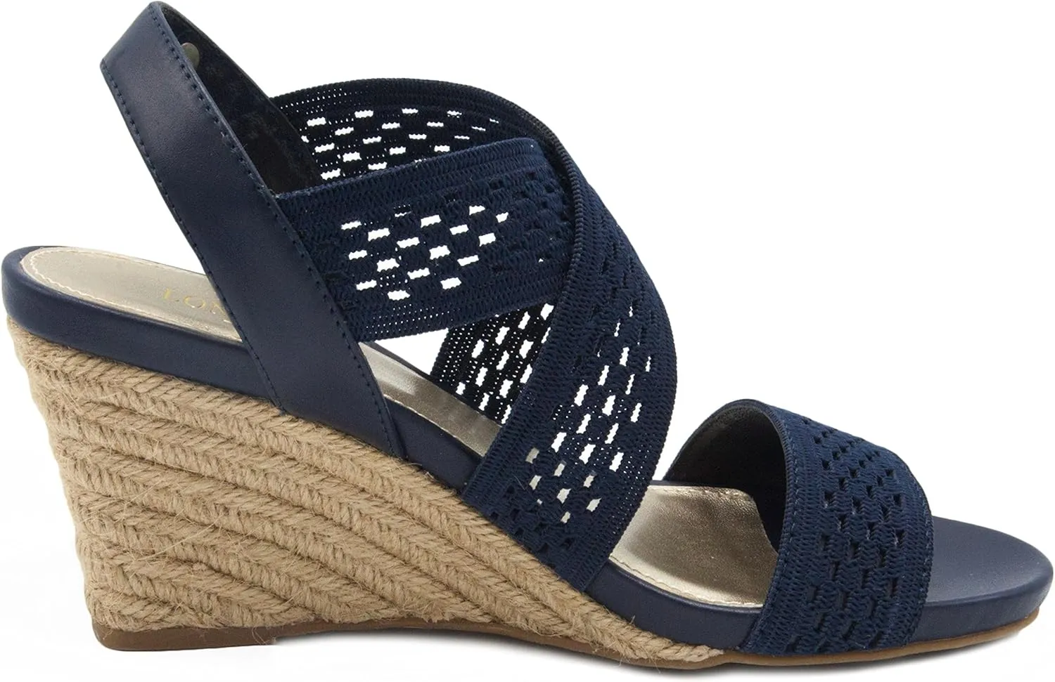 LONDON FOG Womens Pickwick Open Toe Espadrille Stretch Wedge Sandals