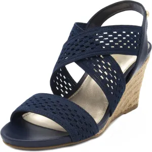 LONDON FOG Womens Pickwick Open Toe Espadrille Stretch Wedge Sandals