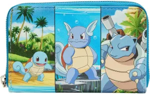 Loungefly Pokémon Squirtle Evolution Zip Around Wallet | First Gen Water Type Starter Squirtle Wartortle Blastoise