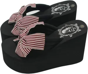 Mamilove Womens Chunky High Platform Wedge Flip-flops Sandals 8 Rose