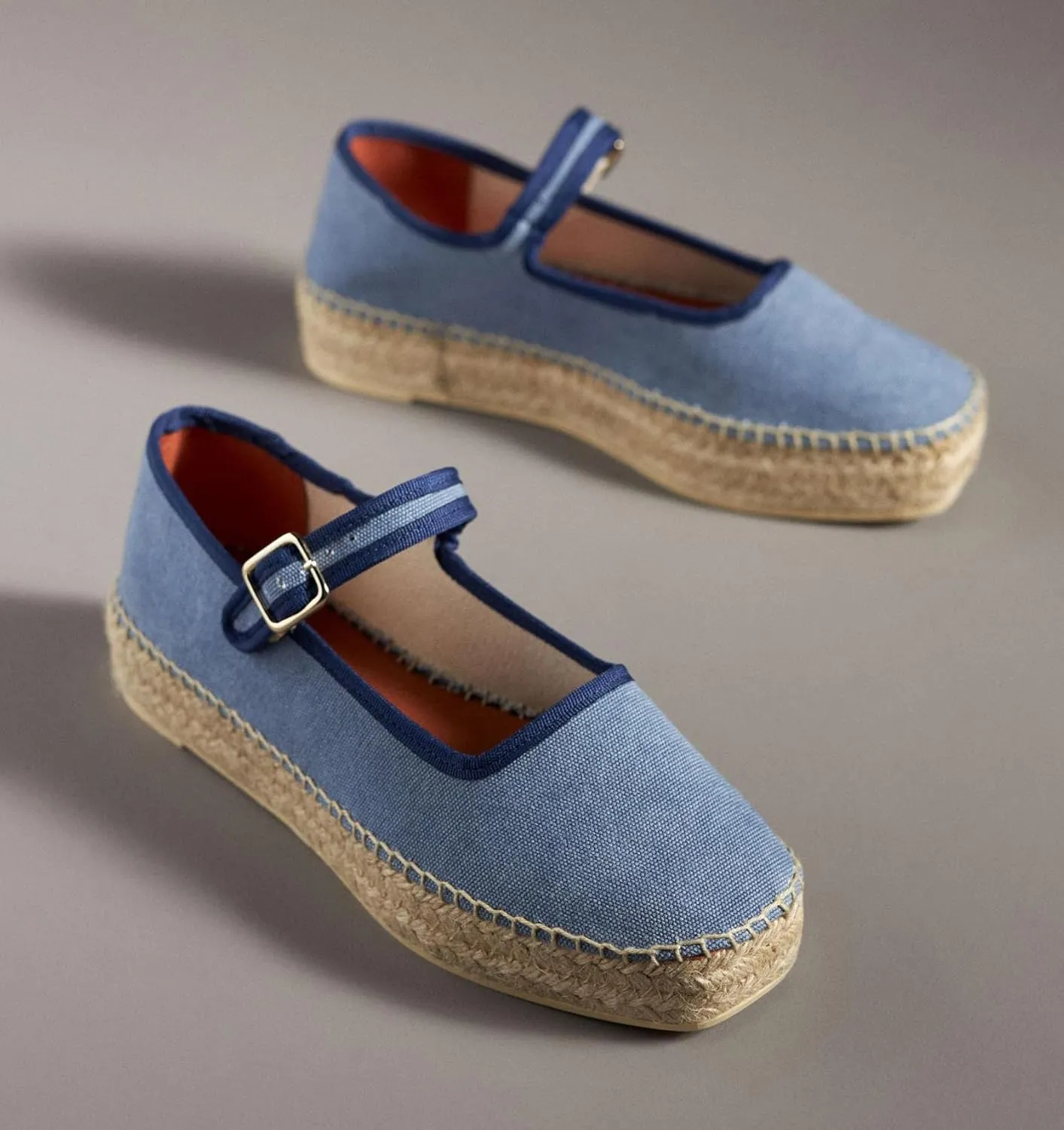 Mary Jane Espadrille Flats for Women Woven Ballet Flat Espadrille Canvas Summer Flats
