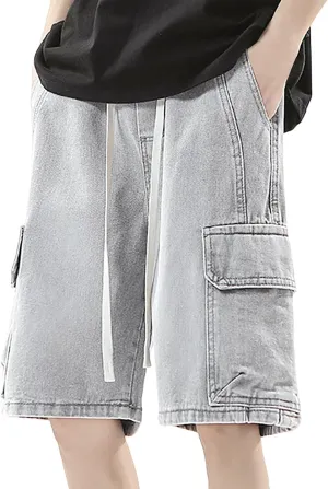 Mens Baggy Jean Shorts Loose Fit Long Denim Shorts Casual Summer Y2K Streetwear Clothes