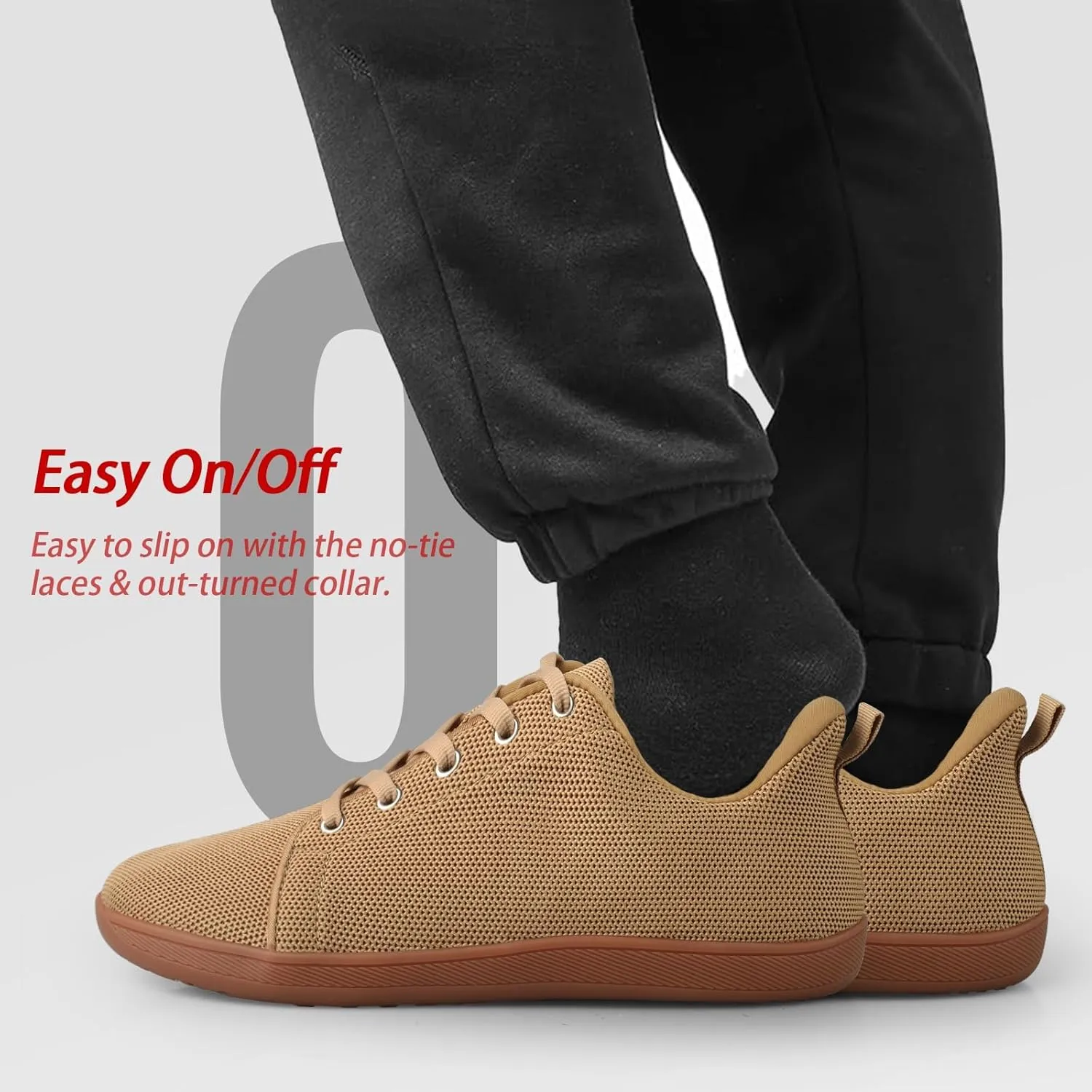 Men's Barefoot Shoes Minimalist Slip on Cross-Trainer Shoes Wide Toe Walking Shoes Zero Drop Sole Trail Running Sneakers Gym Workout Casual