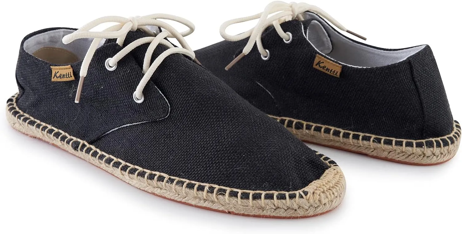 Men's Lace up Casual Canvas Slip on Flat Espadrille Shoes