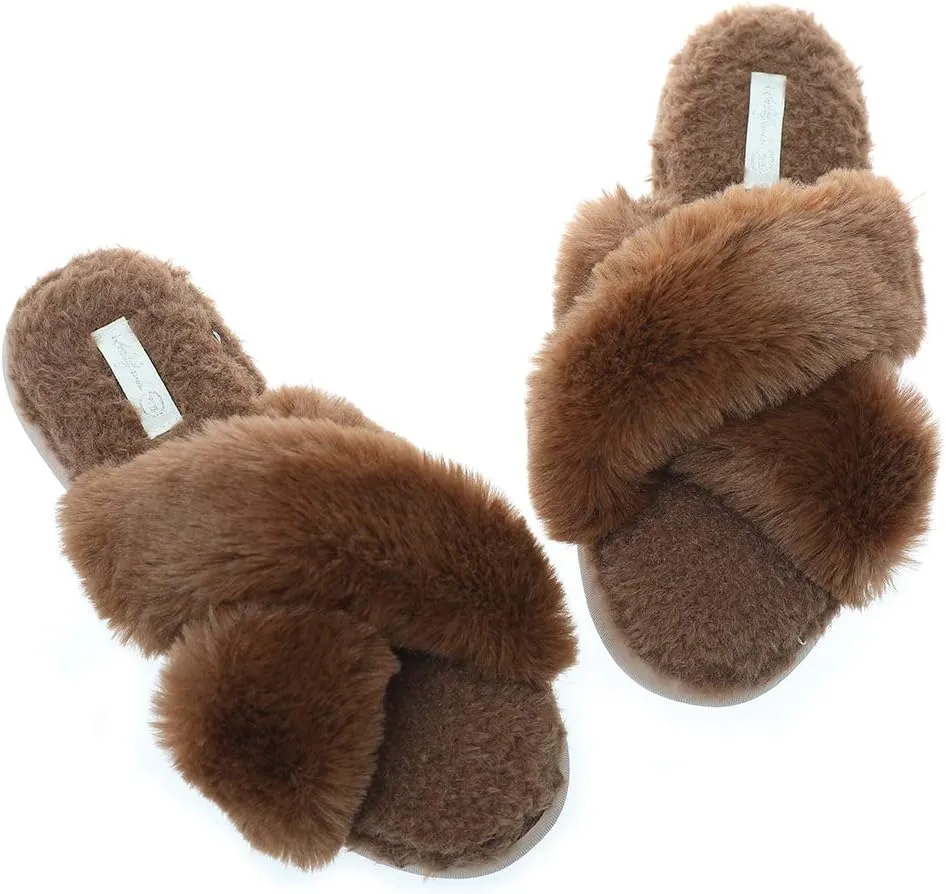 Millffy womens slippers cross band Mrs slip on flip flop slippers open toe house slippers for summer