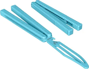 Nabalis X Will Hirsch Vulp Teflon Knife Balisong Trainer 6061 Aluminum Channel Handle With Zen Pins, Blue