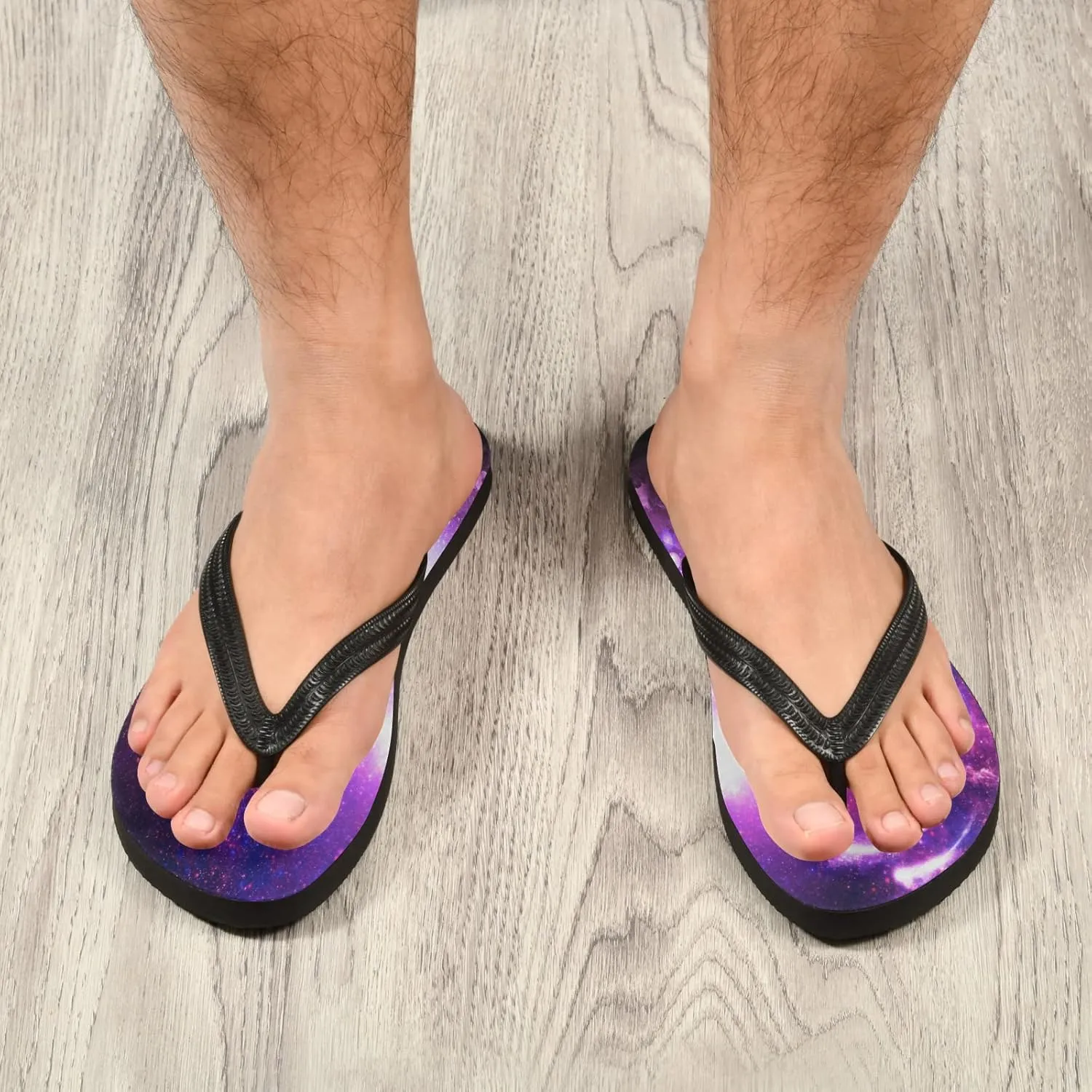 Nebula Galaxy Space Womens Flip Flops Violet Planet Glowing Star Summer Beach Sandals Casual Thong Slippers Comfortable Shower Slippers Non Slip Water Sandals shoes XL