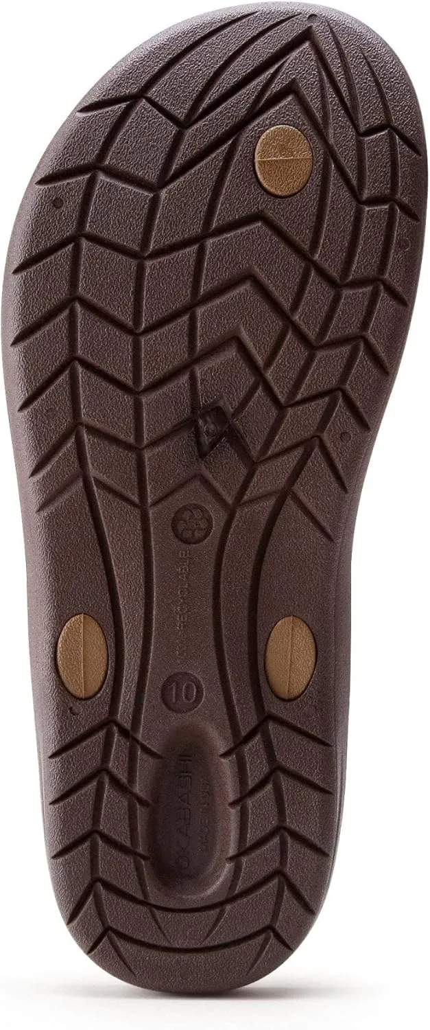 OKABASHI Men's Voyager Flip Flop | Scultped Footbed w/Nonslip Grip | Slip Resistent & Waterproof | Sustainably Made in the USA