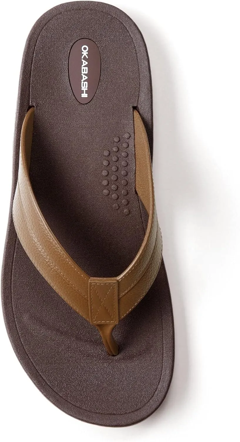OKABASHI Men's Voyager Flip Flop | Scultped Footbed w/Nonslip Grip | Slip Resistent & Waterproof | Sustainably Made in the USA