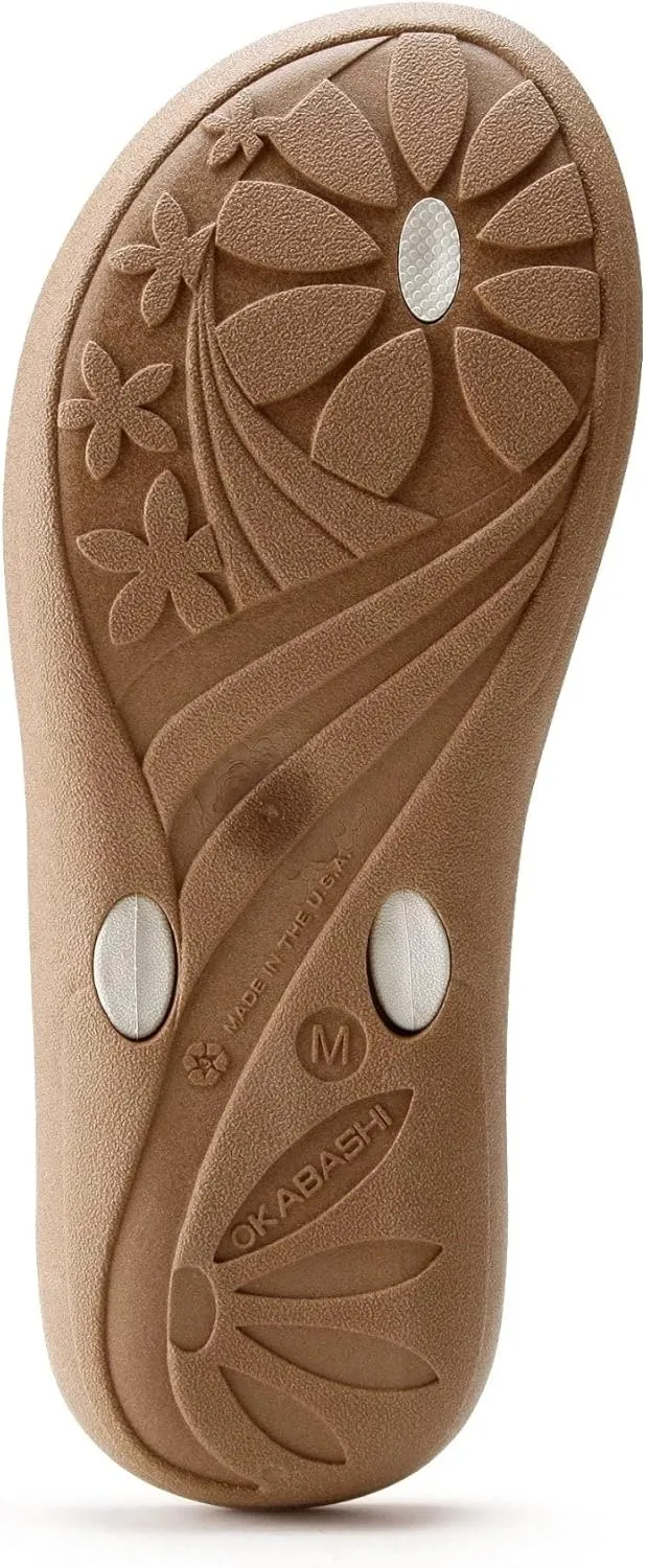 OKABASHI Women's Baha Flip Flop | Contoured Footbed w/Arch Support for All-Day Comfort | Slip-Resistant & Waterproof | Sustainably Made in The USA