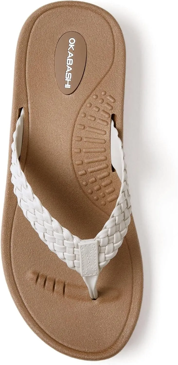 OKABASHI Women's Baha Flip Flop | Contoured Footbed w/Arch Support for All-Day Comfort | Slip-Resistant & Waterproof | Sustainably Made in The USA