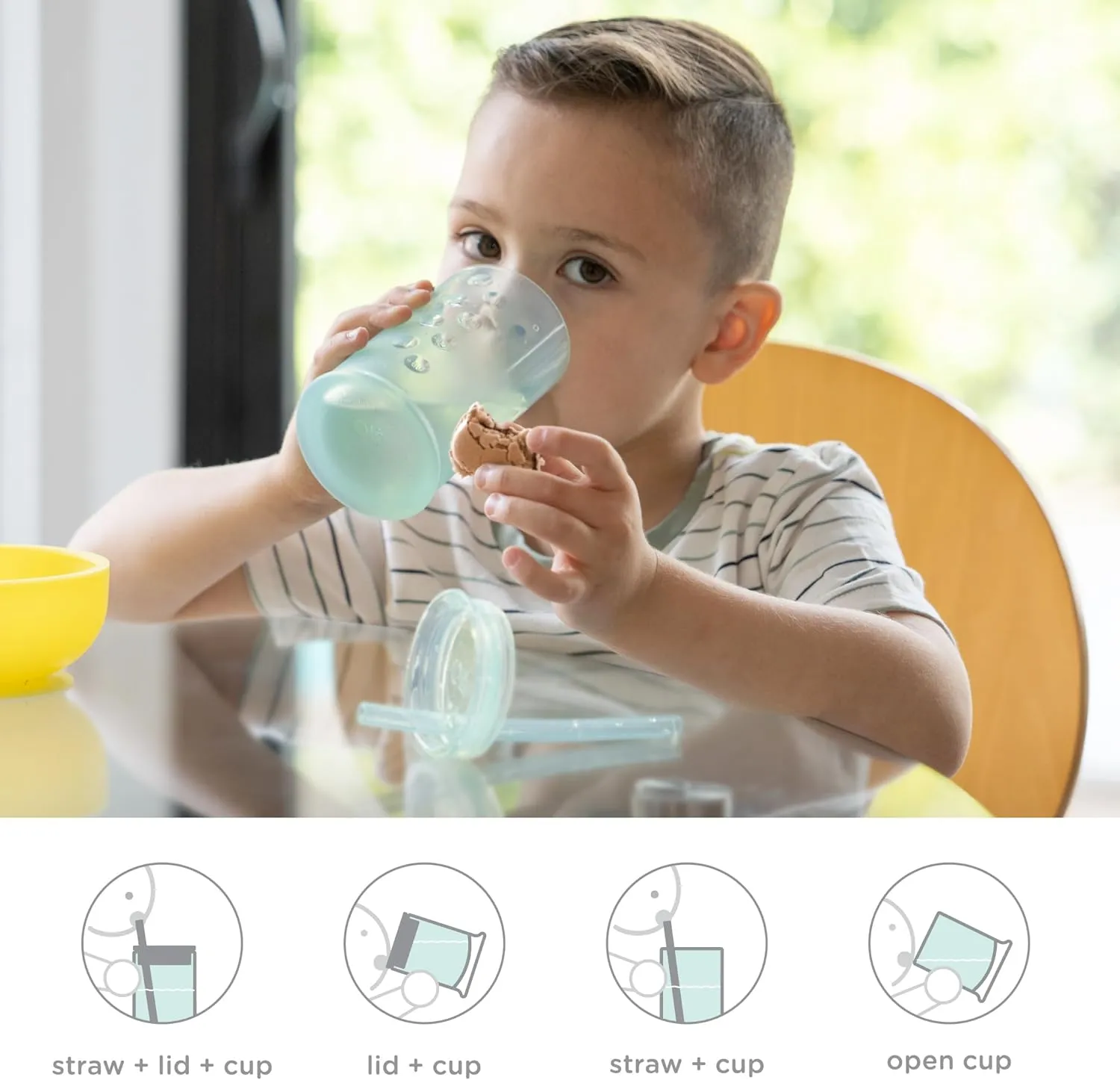 Olababy Clear View Silicone Training Cup with Straw Lid | Toddler Sippy Trainer 12mo  | Unbreakable Water Drinking Cups for Kids 2yr  | Baby Led Weaning & Feeding Supplies (Mint, 9 oz)