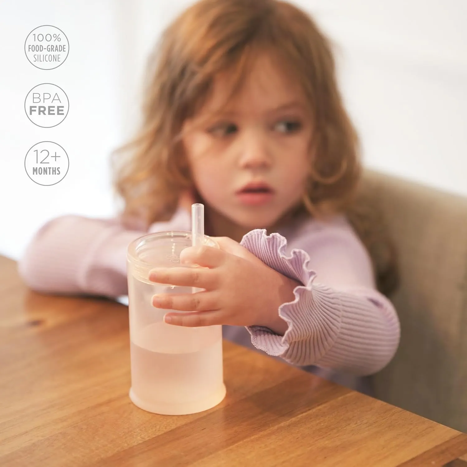 Olababy Clear View Silicone Training Cup with Straw Lid | Toddler Sippy Trainer 12mo  | Unbreakable Water Drinking Cups for Kids 2yr  | Baby Led Weaning & Feeding Supplies (Mint, 9 oz)
