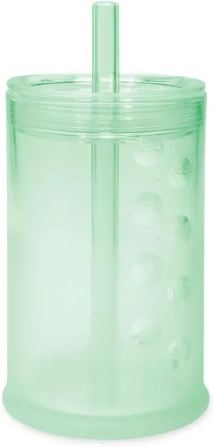 Olababy Clear View Silicone Training Cup with Straw Lid | Toddler Sippy Trainer 12mo  | Unbreakable Water Drinking Cups for Kids 2yr  | Baby Led Weaning & Feeding Supplies (Mint, 9 oz)