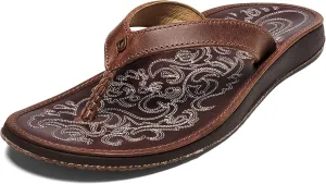 OLUKAI Paniolo Women's Premium Leather Sandals, Versatile & Unique Flip-Flop Slides, All-Day Comfort & Style