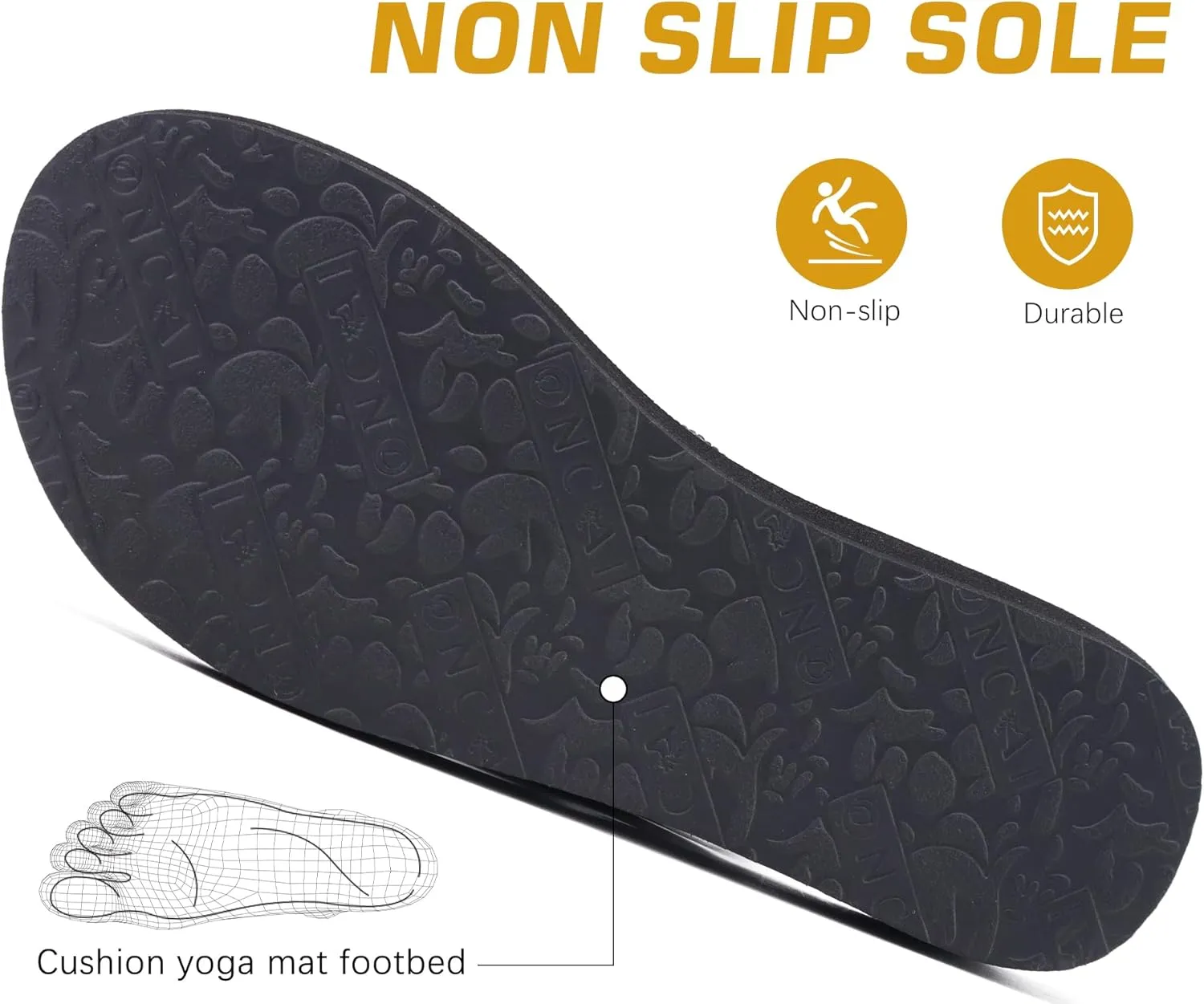 ONCAI Women's Flip Flops with Rhinestone, Arch Support Yoga Mat Comfort Walking Summer Beach Thong Sandals with Plantar Fasciitis Rubber Soles US Size 5-11