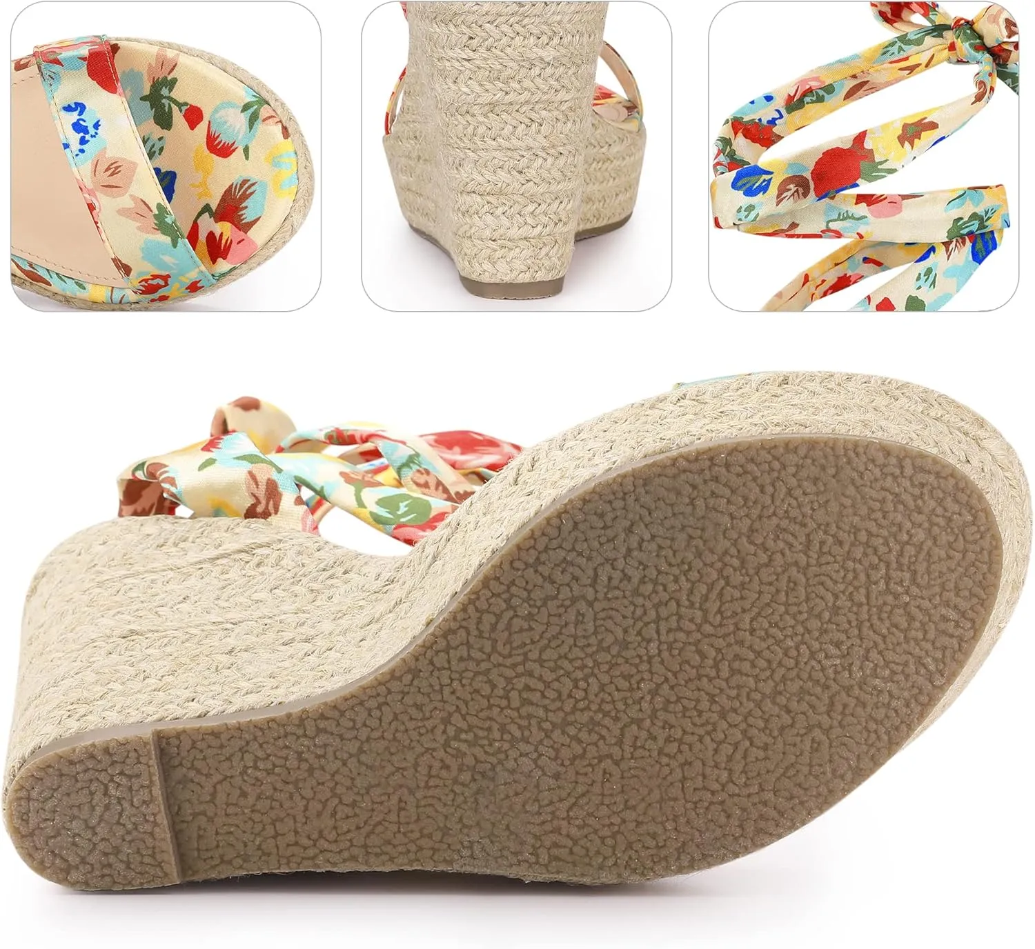 Perphy Platform Floral Printed Espadrille Wedge Sandals for Women
