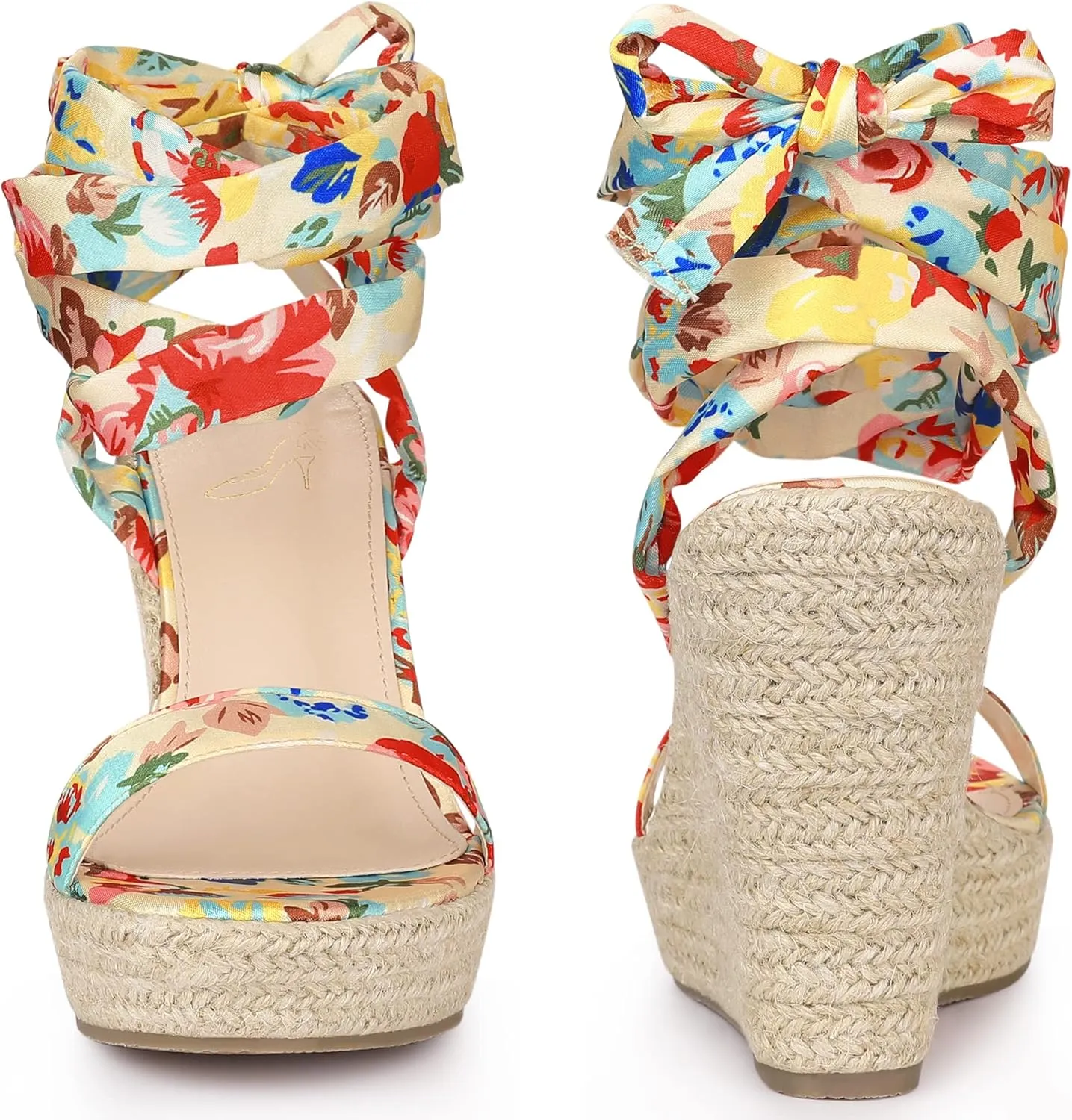 Perphy Platform Floral Printed Espadrille Wedge Sandals for Women