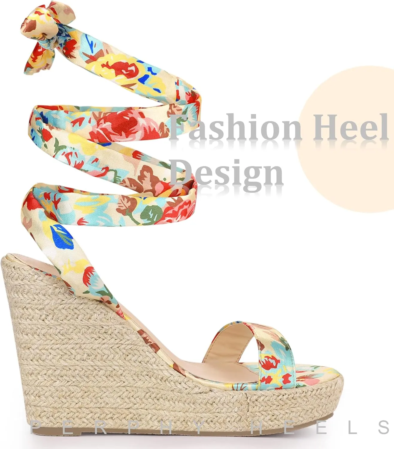 Perphy Platform Floral Printed Espadrille Wedge Sandals for Women