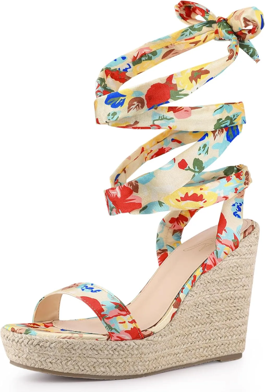 Perphy Platform Floral Printed Espadrille Wedge Sandals for Women