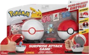 Pokémon Pokémon Game with Squirtle and Jigglypuff - 2 Surprise Balls - 6 Attack Disks - Toys for Kids Fans