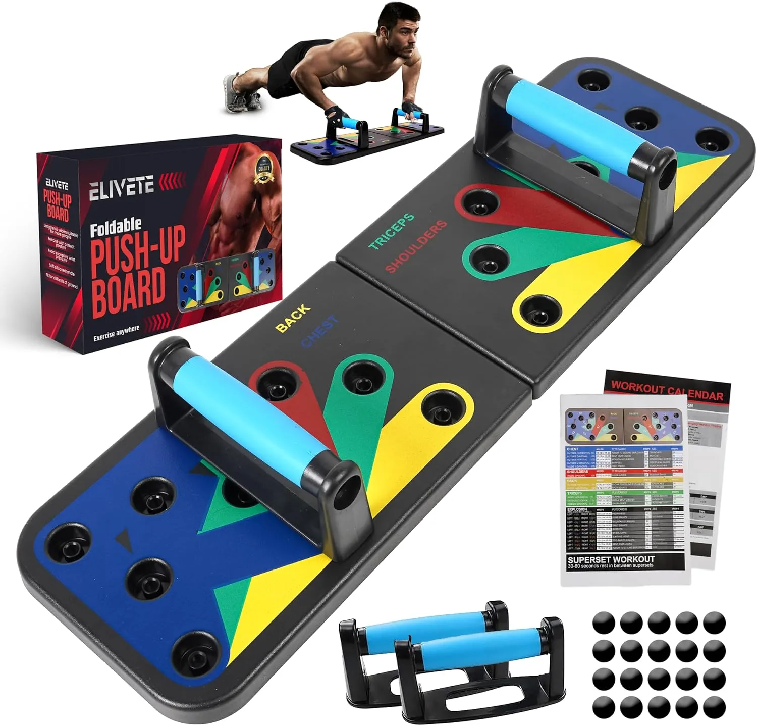 Push up Board for Men & Women | Multi-Function Foldable Pushup Board | Muscle max Push Up Board for Floor Home Workout Equipment | Fitness & Strength Training Equipment