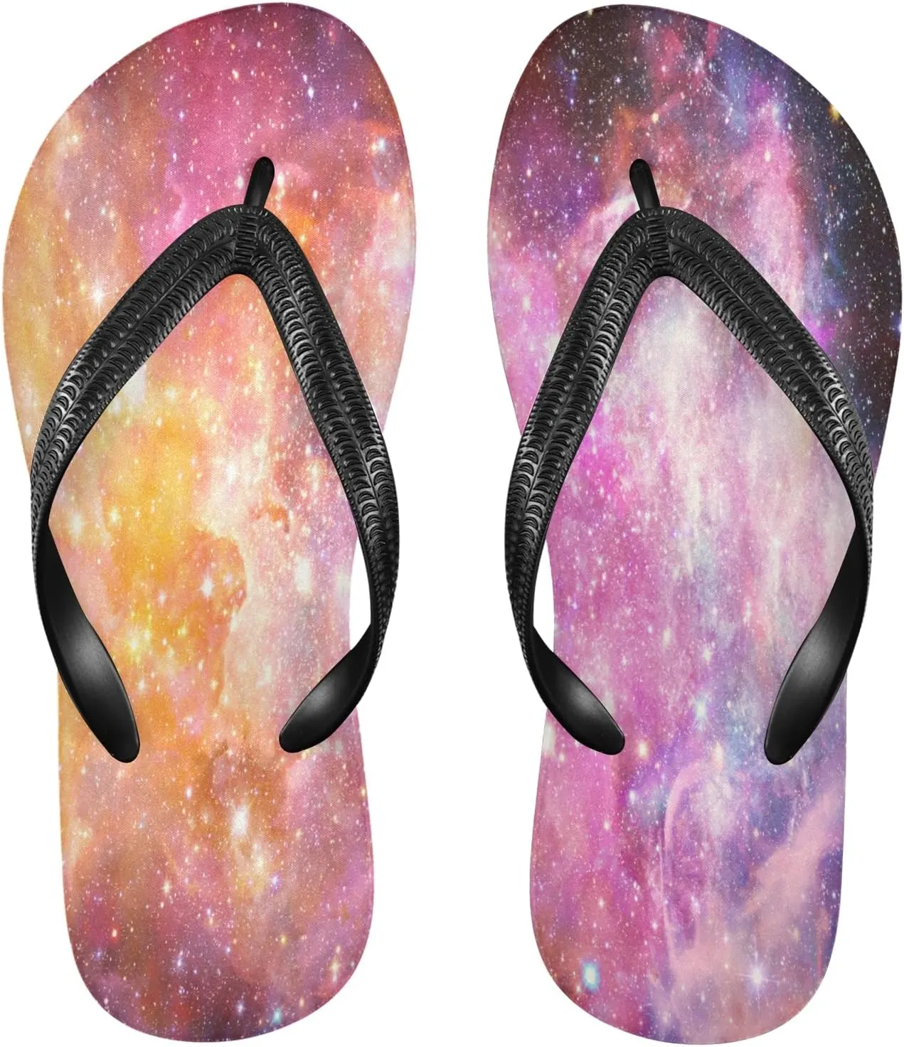 Rainbow Galaxy Stars Womens Flip Flops Colorful Nebula Starry Sky Summer Beach Sandals Casual Thong Slippers Comfortable Shower Slippers Non Slip Water Sandals shoes M