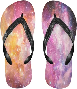 Rainbow Galaxy Stars Womens Flip Flops Colorful Nebula Starry Sky Summer Beach Sandals Casual Thong Slippers Comfortable Shower Slippers Non Slip Water Sandals shoes M