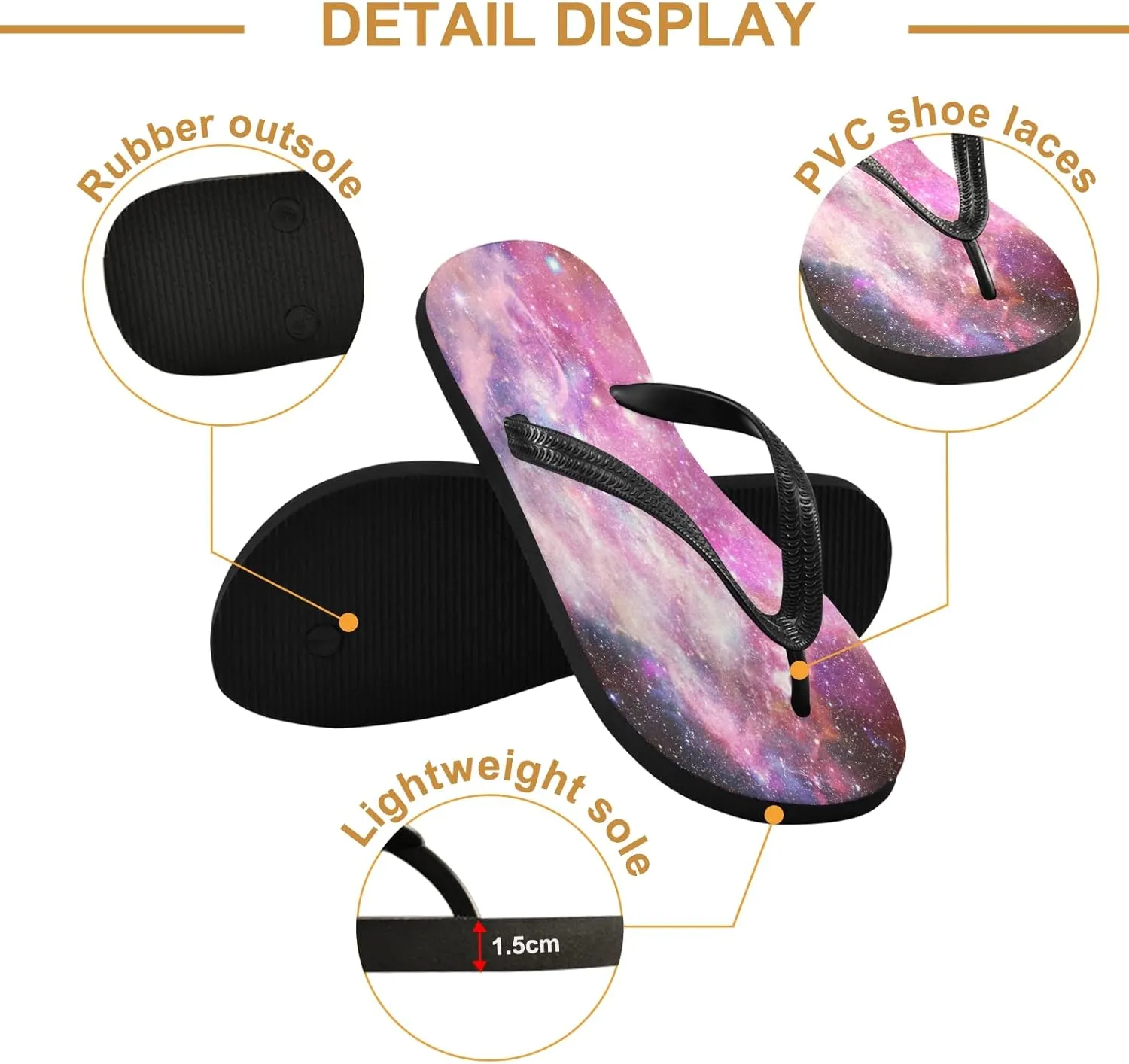 Rainbow Galaxy Stars Womens Flip Flops Colorful Nebula Starry Sky Summer Beach Sandals Casual Thong Slippers Comfortable Shower Slippers Non Slip Water Sandals shoes M