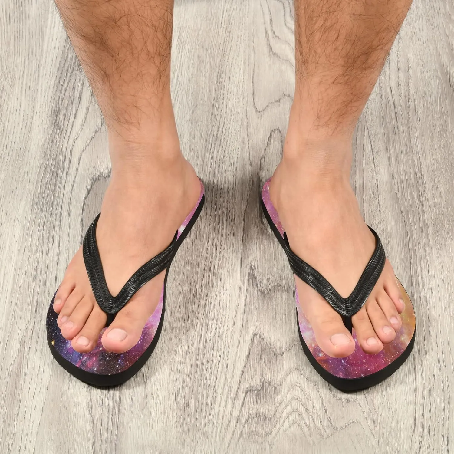 Rainbow Galaxy Stars Womens Flip Flops Colorful Nebula Starry Sky Summer Beach Sandals Casual Thong Slippers Comfortable Shower Slippers Non Slip Water Sandals shoes M