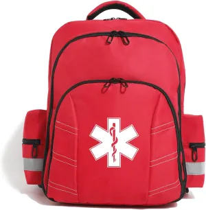 Red Emergency Medical Backpack Empty First Aid Bags First Responder Bag for Trauma Medication Safety Backpack Travel Paramedic Bag EMS EMT for Nurse(bag only)