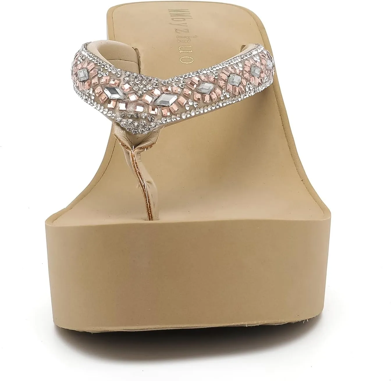 Rhinestone Womens Wedge Sandals for Women Platform Flip Flops Chunky wedge flip flops Heels Sandals Women Wedding Shoes