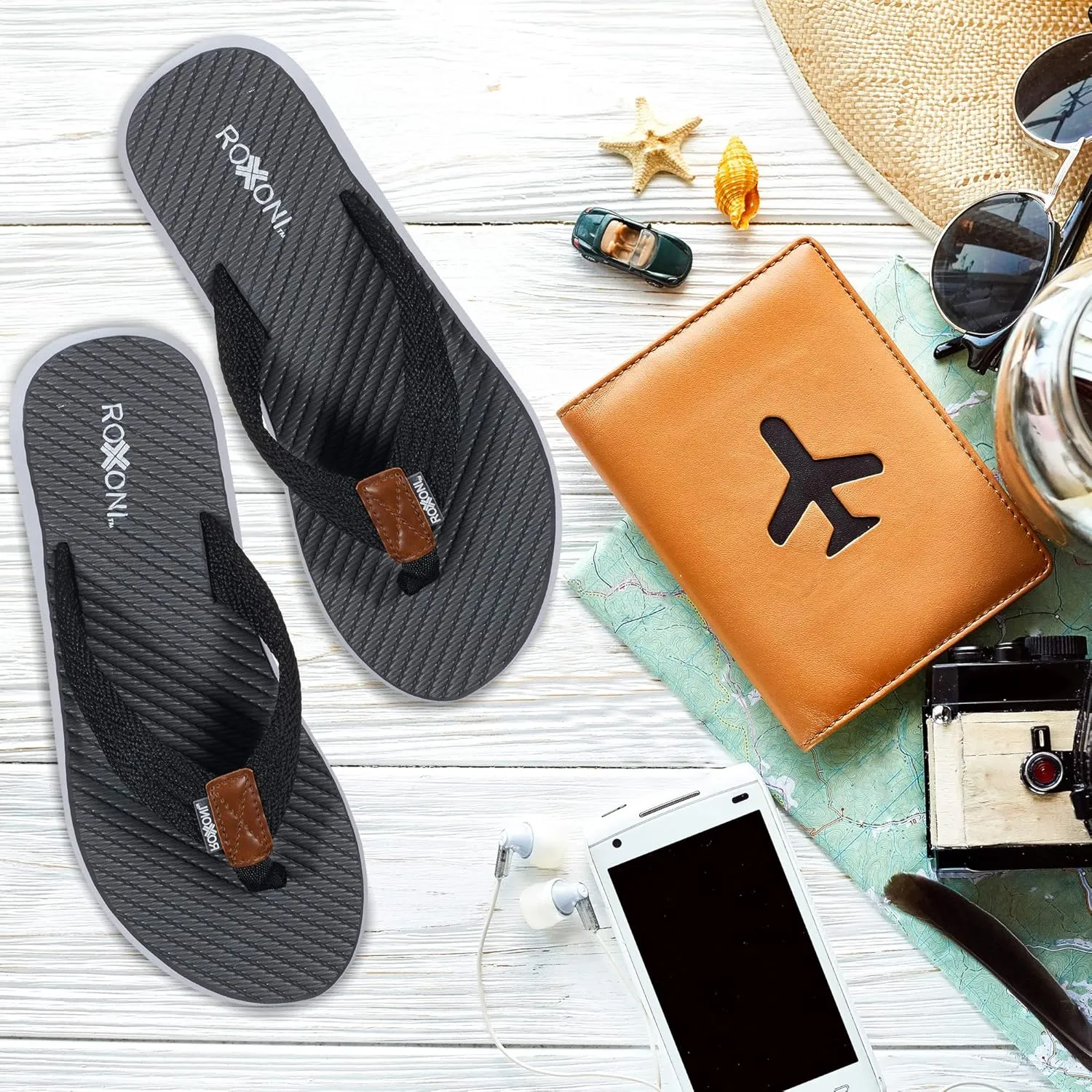 Roxoni Mens Thong Flip Flops Beach/Pool Outdoor Sandals