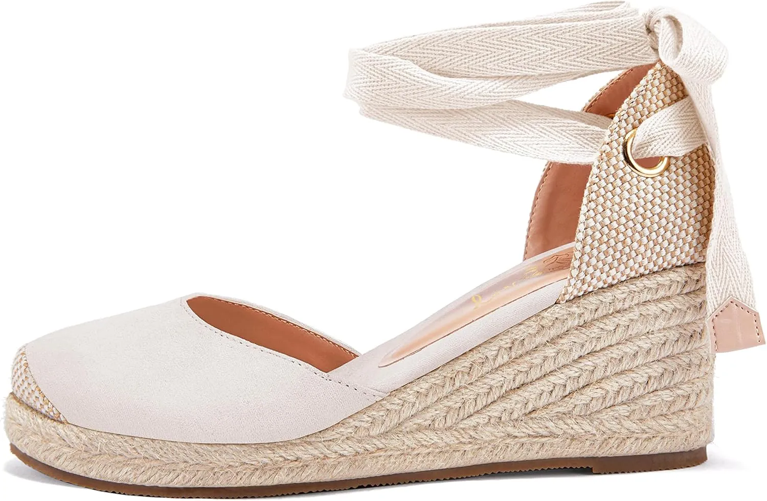 Ruanyu Womens Platform Espadrille Sandals Lace Up Closed Toe Summer Wedge Sandals