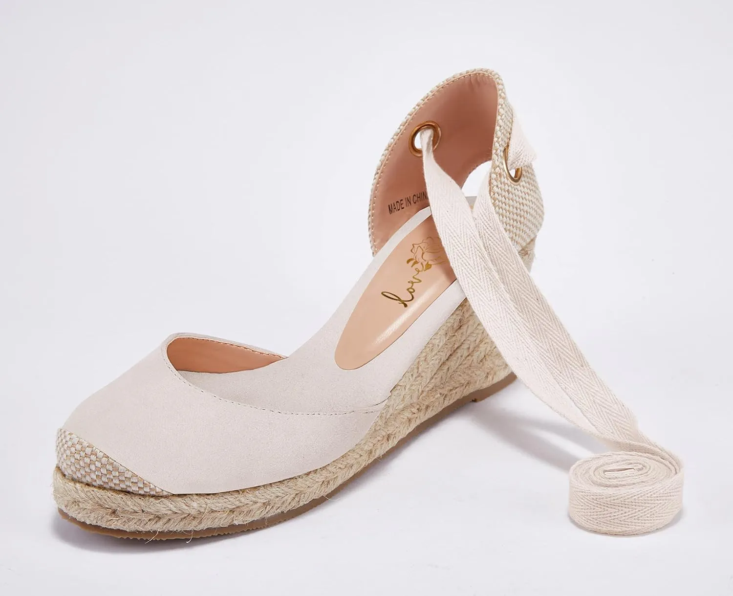 Ruanyu Womens Platform Espadrille Sandals Lace Up Closed Toe Summer Wedge Sandals