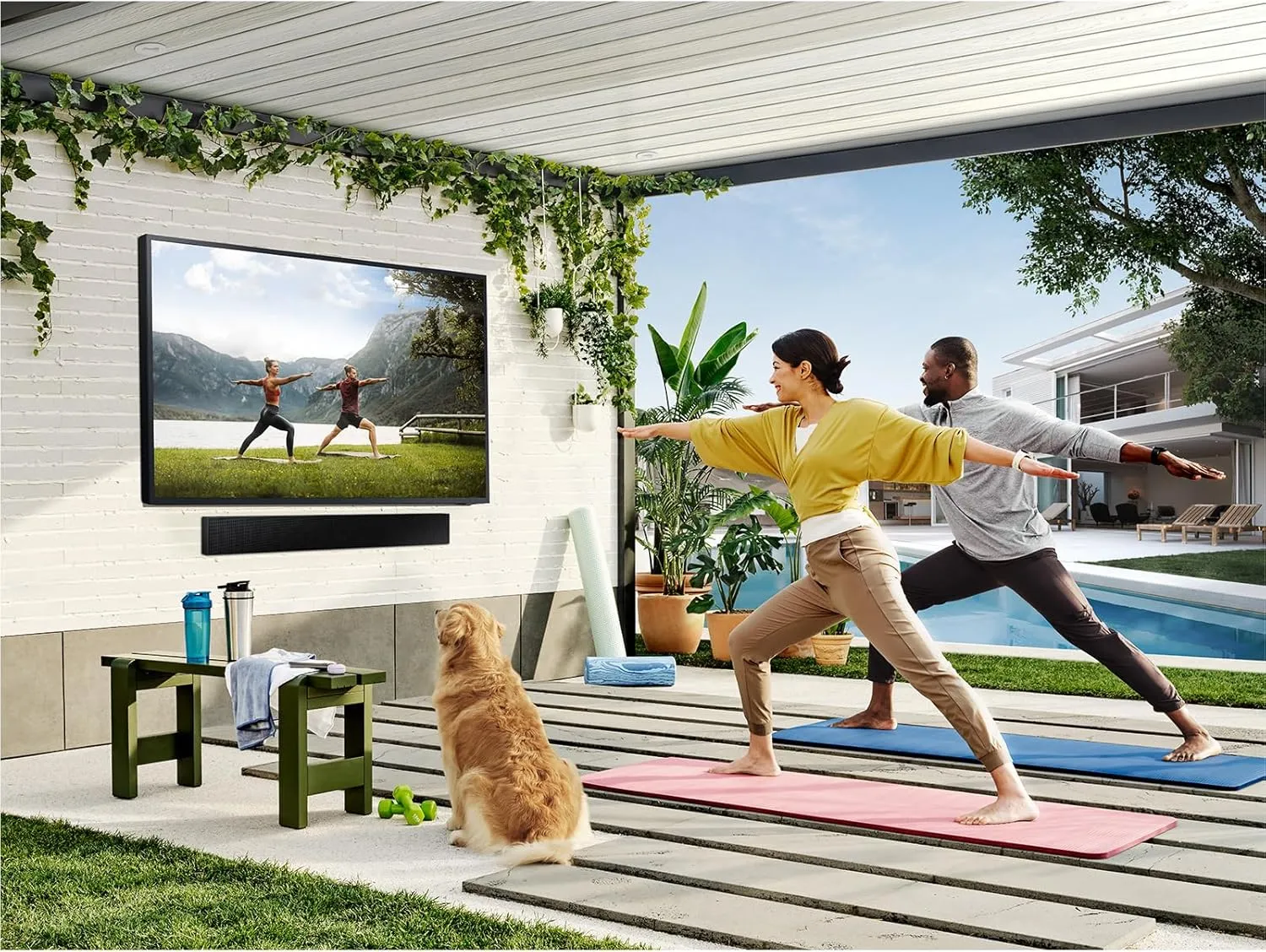 SAMSUNG 75-Inch Class Neo QLED 4K The Terrace Partial Sun, Quantum HDR , Dolby Atmos, Wide Viewing Angle, Weather Resistant, Anti-Glare Outdoor Smart TV w/Alexa Built-in, (QN75LST7DAFXZA, 2024 Model)