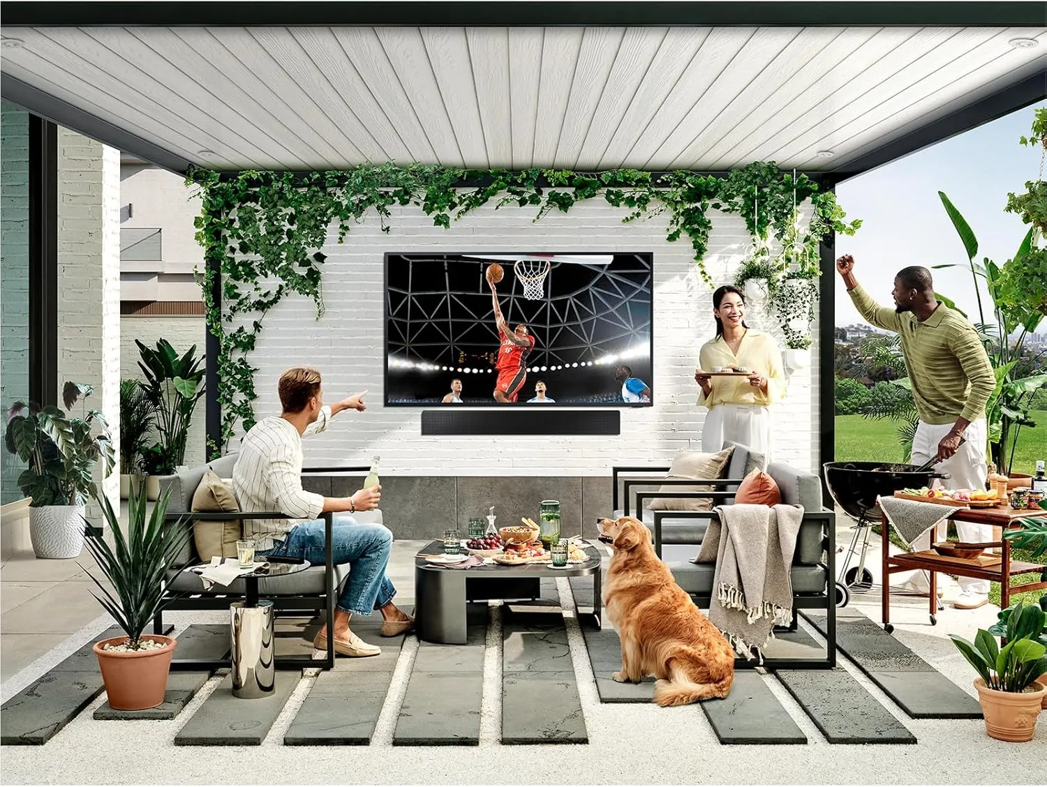 SAMSUNG 75-Inch Class Neo QLED 4K The Terrace Partial Sun, Quantum HDR , Dolby Atmos, Wide Viewing Angle, Weather Resistant, Anti-Glare Outdoor Smart TV w/Alexa Built-in, (QN75LST7DAFXZA, 2024 Model)