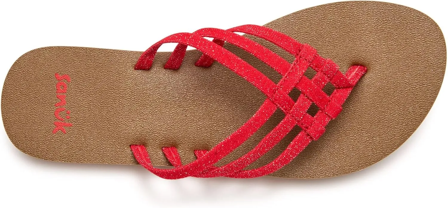 Sanuk Yoga Sandy II Sparkle | Flip Flops for Women | Yoga Sandals For Women | Women's Beach Sandals | Memory Foam Footbed