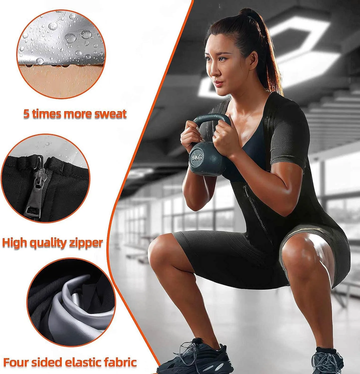 Sauna Suit For Women Weight Loss Workout Sweat Vest Waist Trainer Plus Size Shirt Gym Slimming Shapewear Full Body
