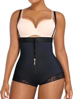 SHAPELLX Shapewear Tummy Control Butt Lifter Panties Faja Body Shaper for Women High Waist Trainer Open Bust Bodysuit